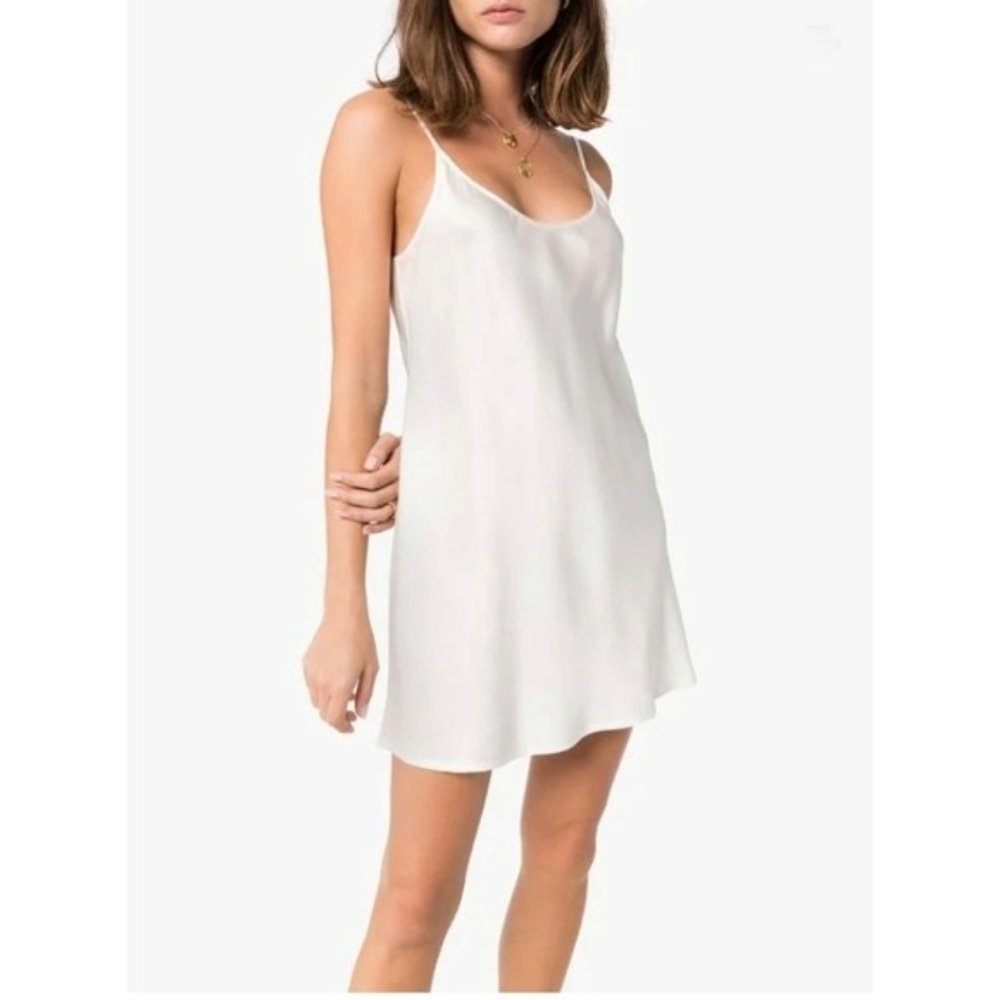 Sleep Dress  Mini  in White with Floral neckline size M